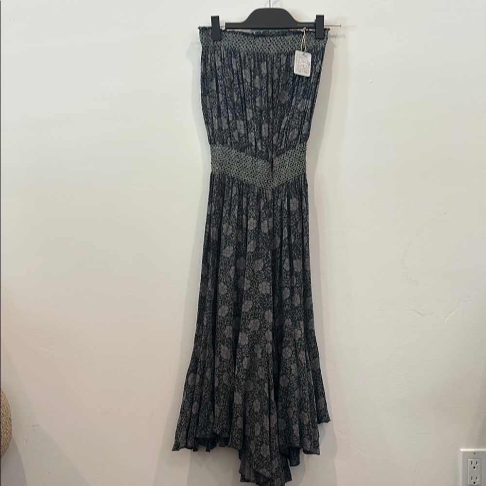 Free People Black and Gray Floral Jumpsuit